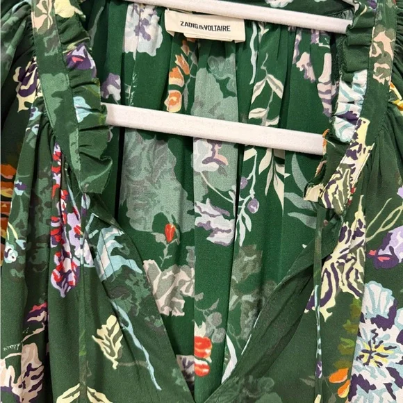 Zadig & Voltaire Theresa Floral-Printed Silk Tunic Size Small - Picture 5 of 5